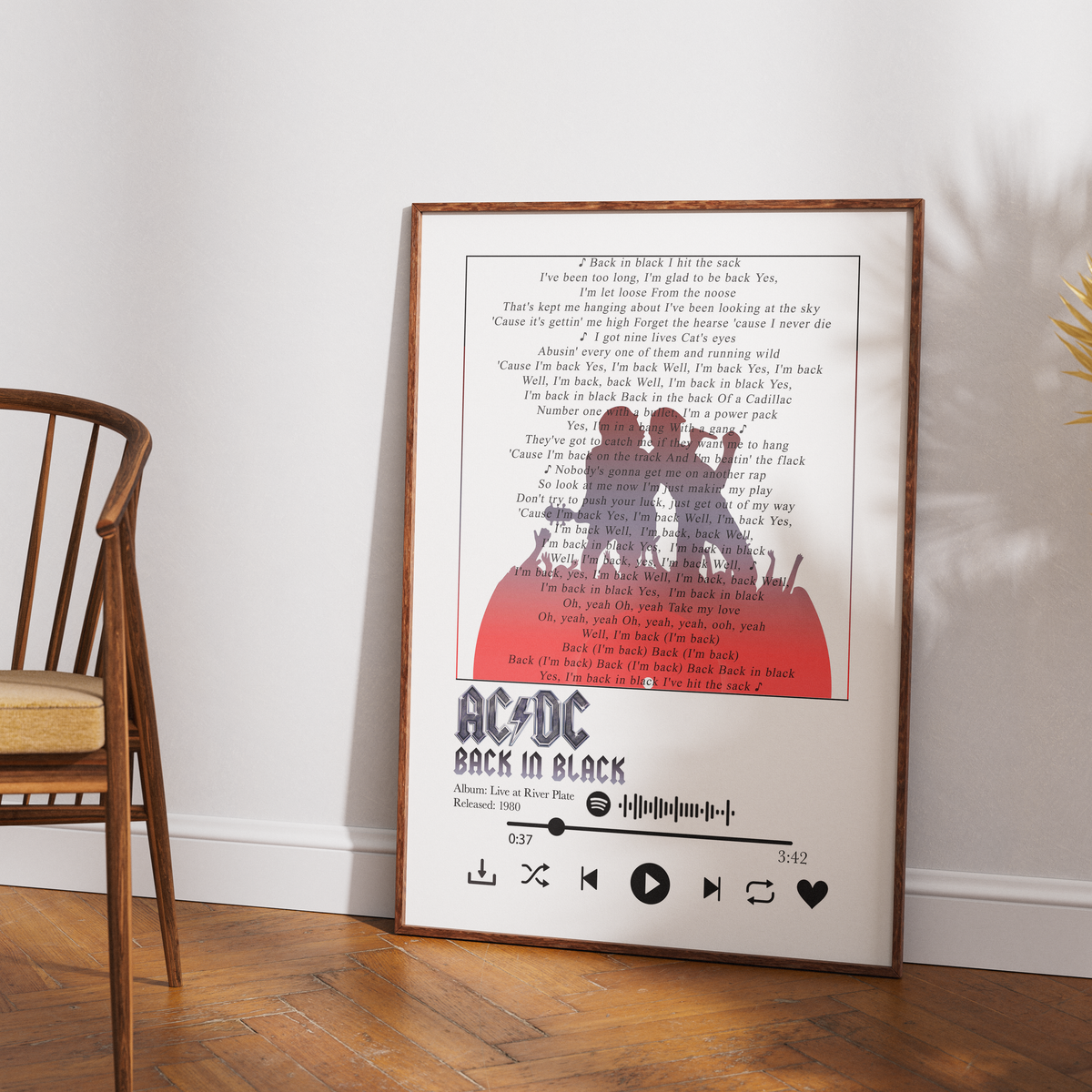 AC/DC — Back in Black Song Lyric Print - 98 Types Studio