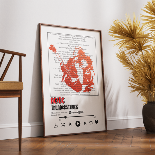 AC/DC — Thunderstruck Song Lyric Print - 98 Types Studio
