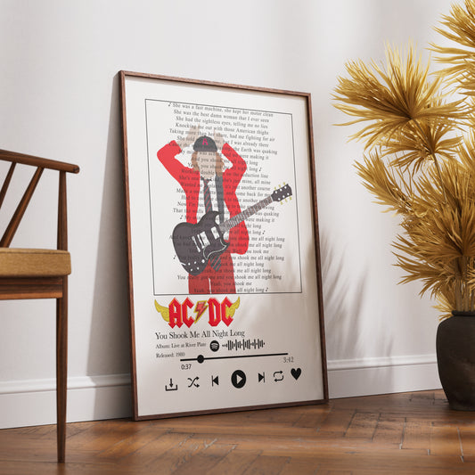 AC/DC — You Shook Me All Night Long Song Lyric Print - 98 Types Studio