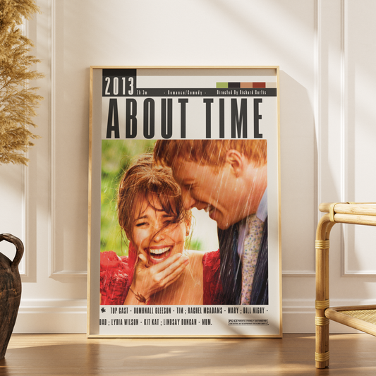 About Time 2013 romantic film poster — Domhnall Gleeson Rachel McAdams time travel romance wall art print UK