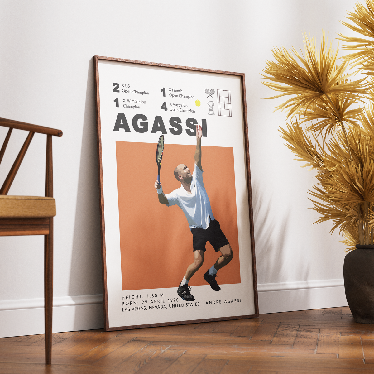 Andre Agassi tennis Grand Slam legend poster wall art print UK