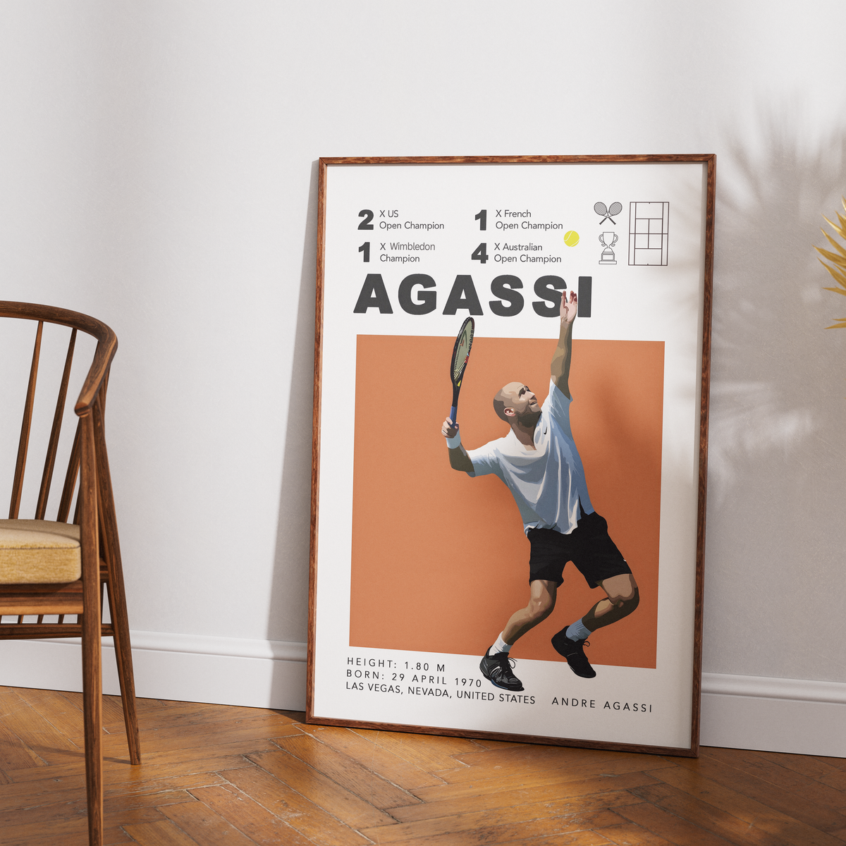 Andre Agassi tennis Grand Slam legend poster wall art print UK