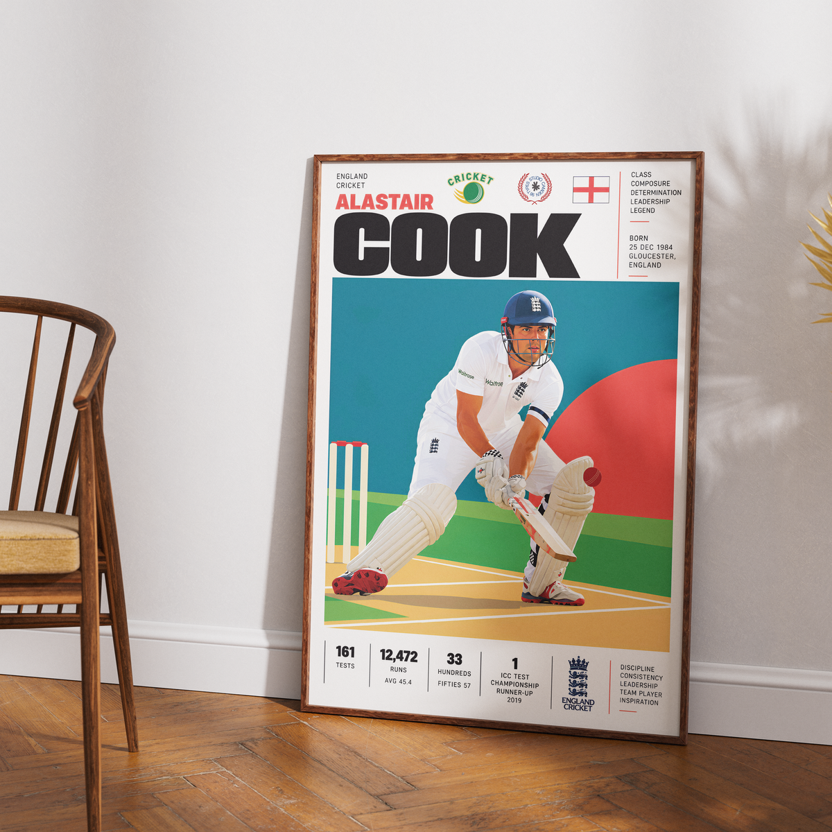 Alastair Cook cricket poster wall art print by 98types