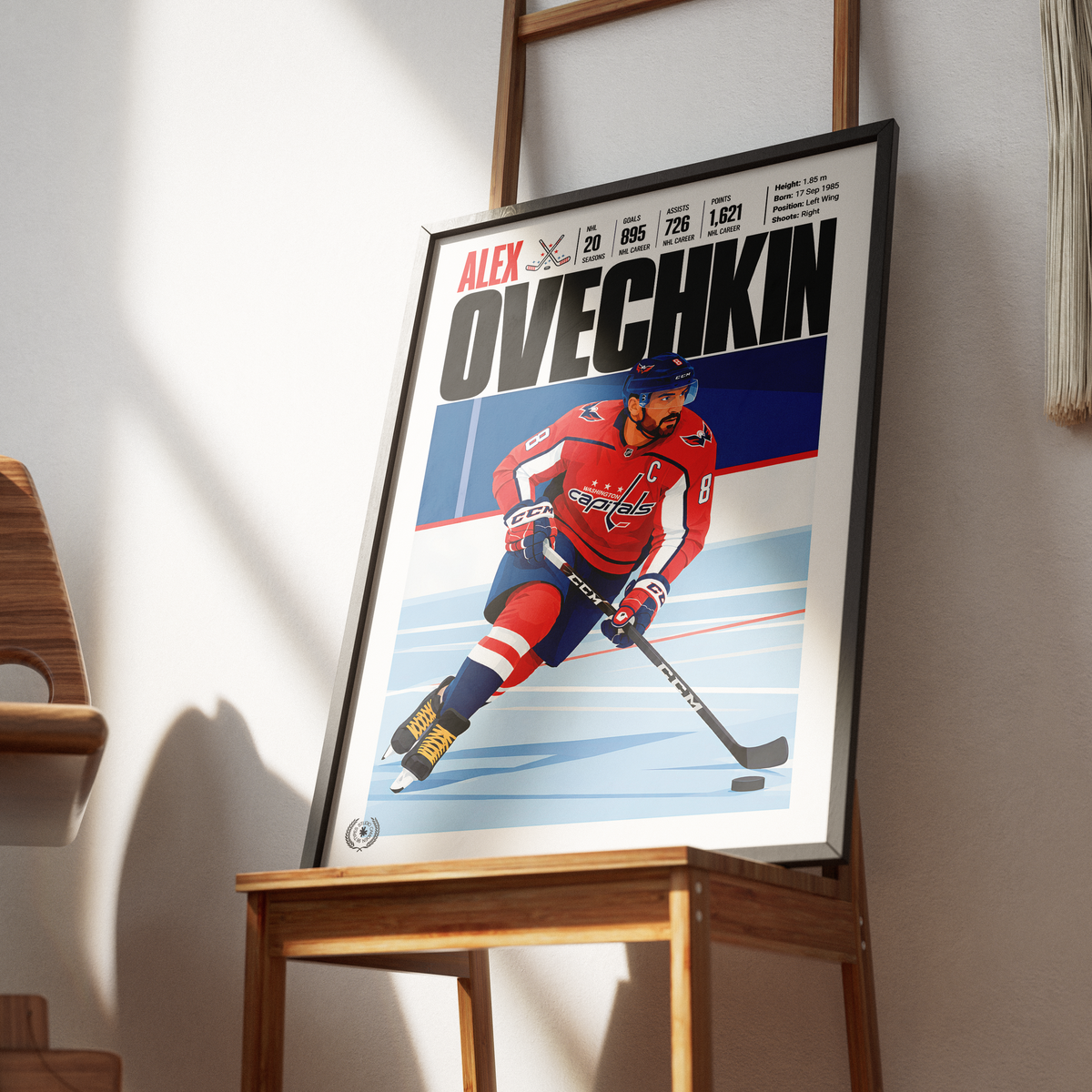 Alex Ovechkin poster, Washington Capitals NHL ice hockey wall art print in a games room - 98types