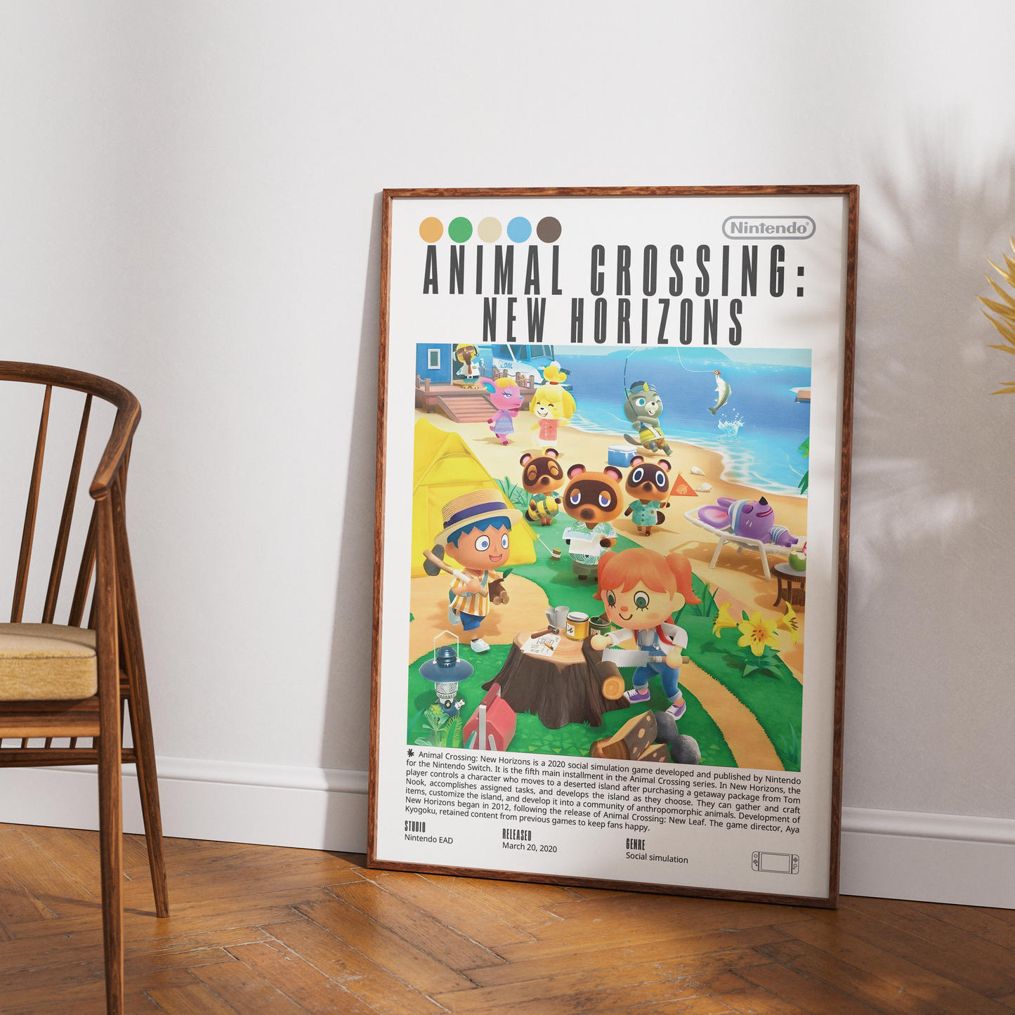 Animal Crossing New Horizons 2020 game poster — Nintendo island life Isabelle Tom Nook wall art print UK