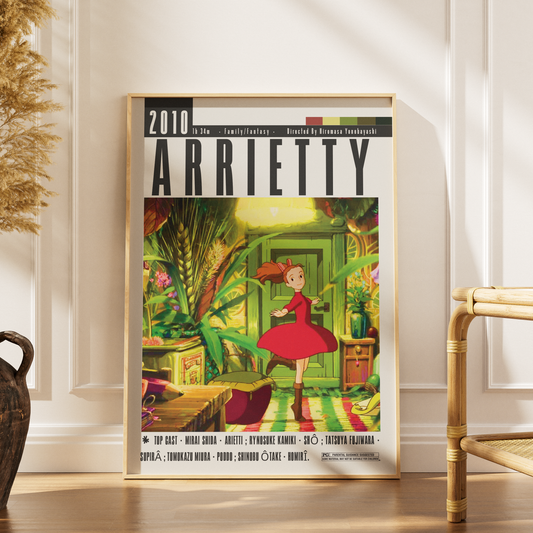 Arrietty 2010 Studio Ghibli poster — minimalist anime wall art print UK