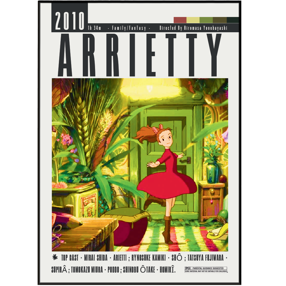 Arrietty 2010 Studio Ghibli poster β minimalist anime wall art print UK
