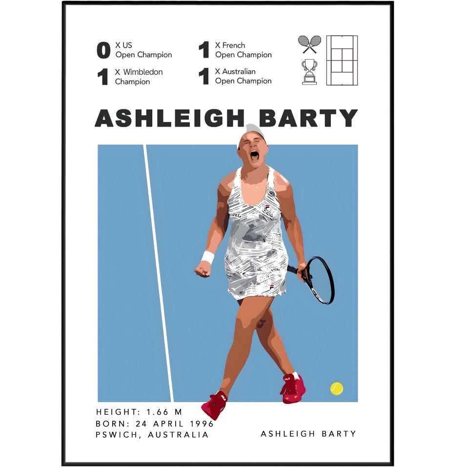 Ashleigh Barty Australian tennis Grand Slam champion poster wall art print UK