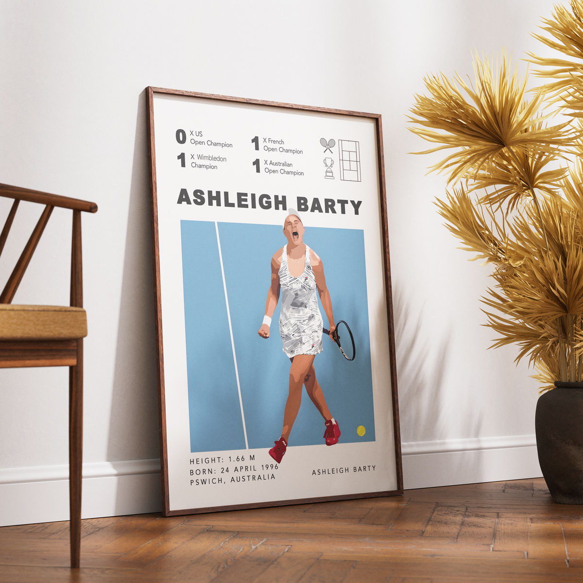Ashleigh Barty Australian tennis Grand Slam champion poster wall art print UK