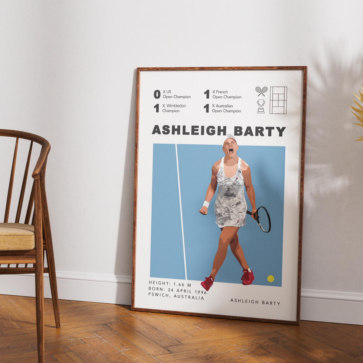 Ashleigh Barty Australian tennis Grand Slam champion poster wall art print UK