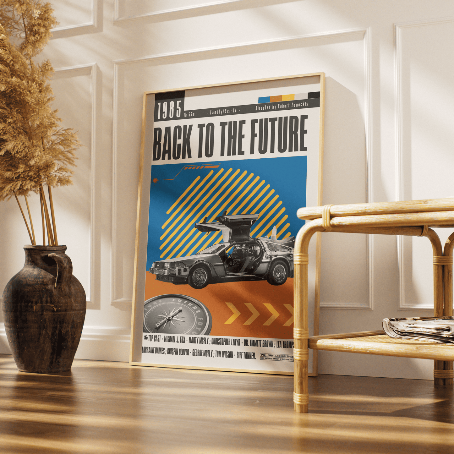 Back to the Future 1985 film poster — Marty McFly Doc Brown DeLorean time travel wall art print UK