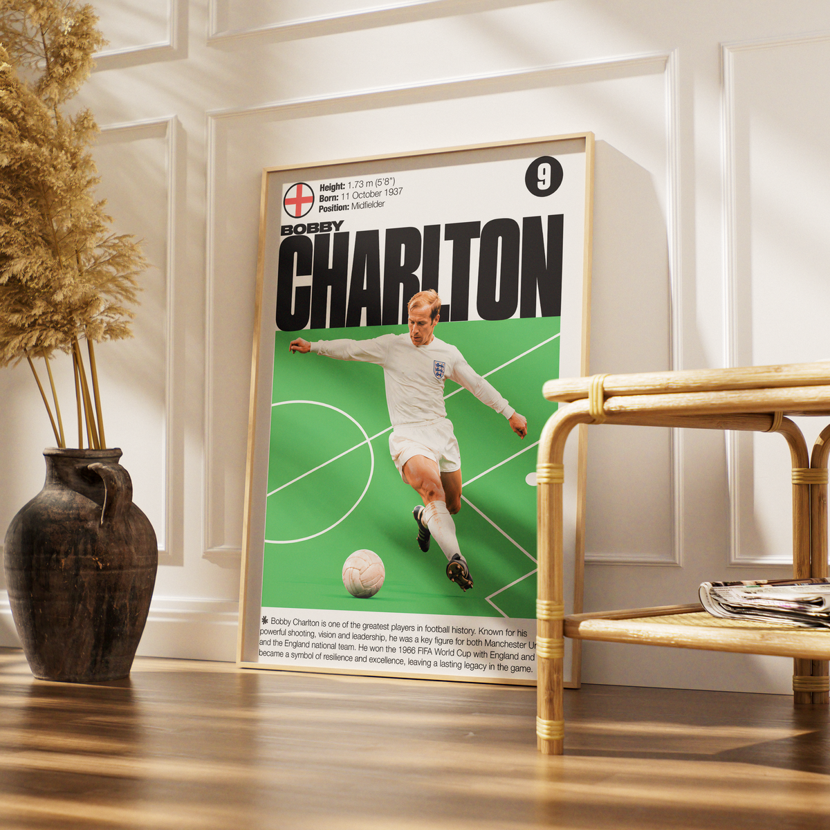 Bobby Charlton football poster – England Football Legend – 98types