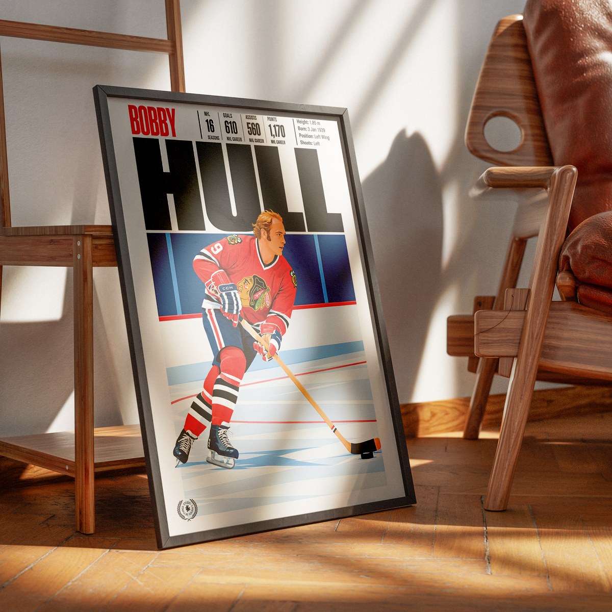 Bobby Hull Poster | Chicago Blackhawks NHL Ice Hockey Print