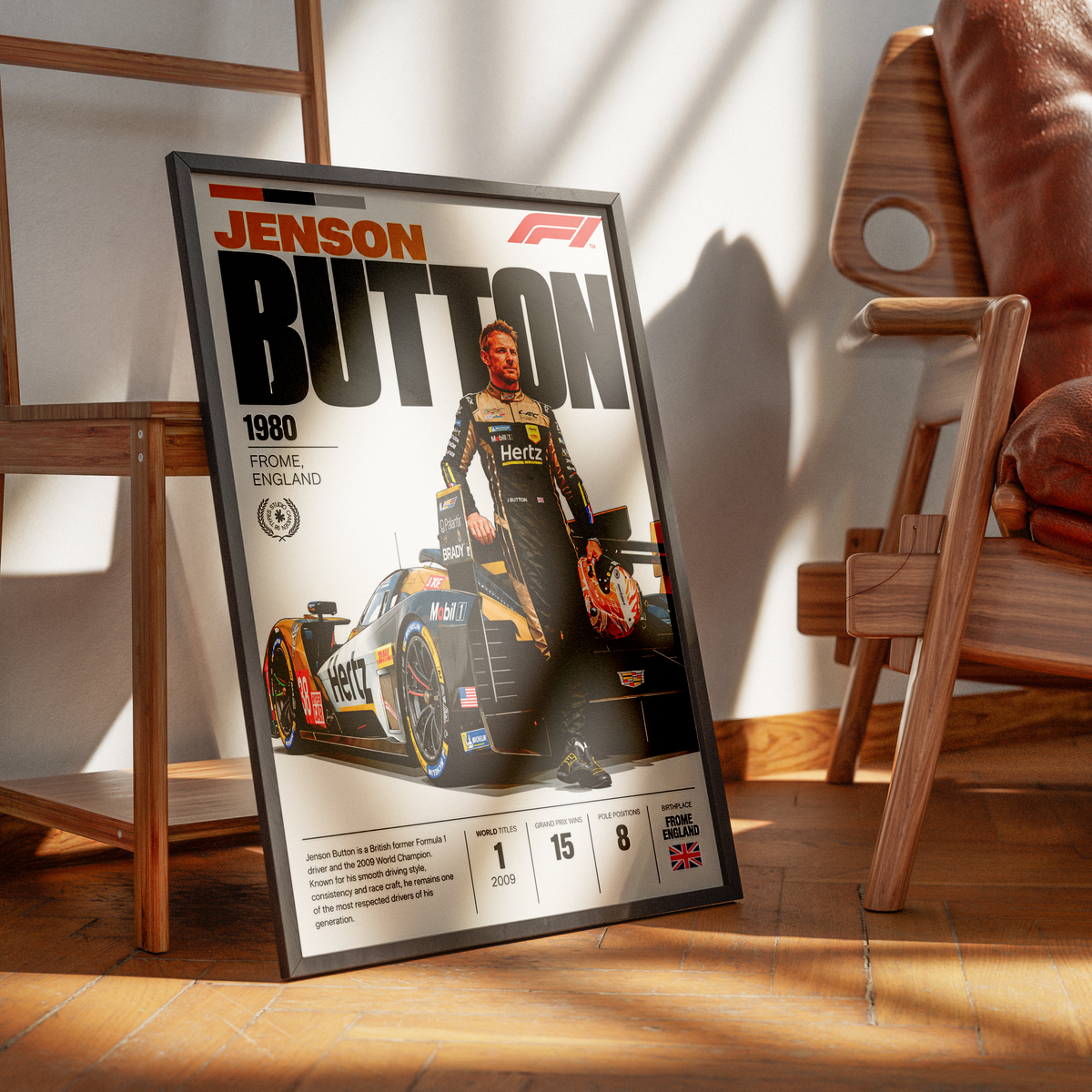 Jenson Button 2009 world champion Formula 1 poster – wall art by 98types