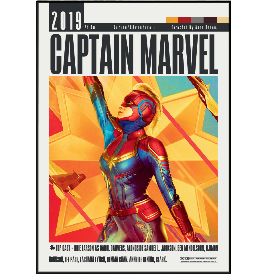 Captain Marvel 2019 minimalist movie poster print – 98types
