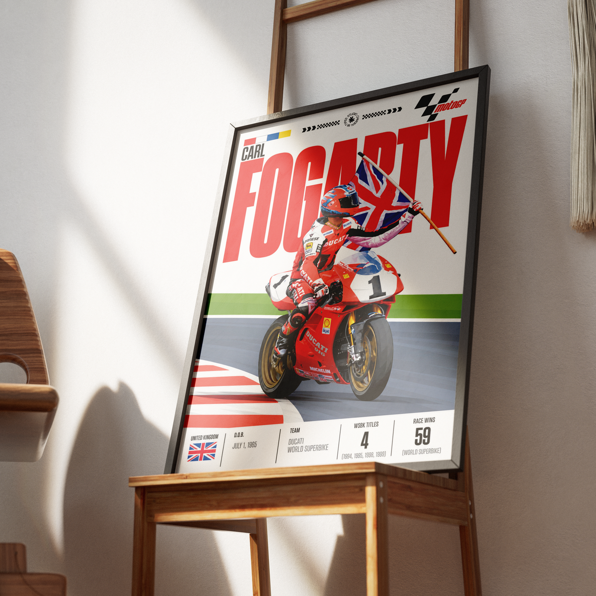 Carl Fogarty Foggy World Superbike champion Ducati poster by 98types