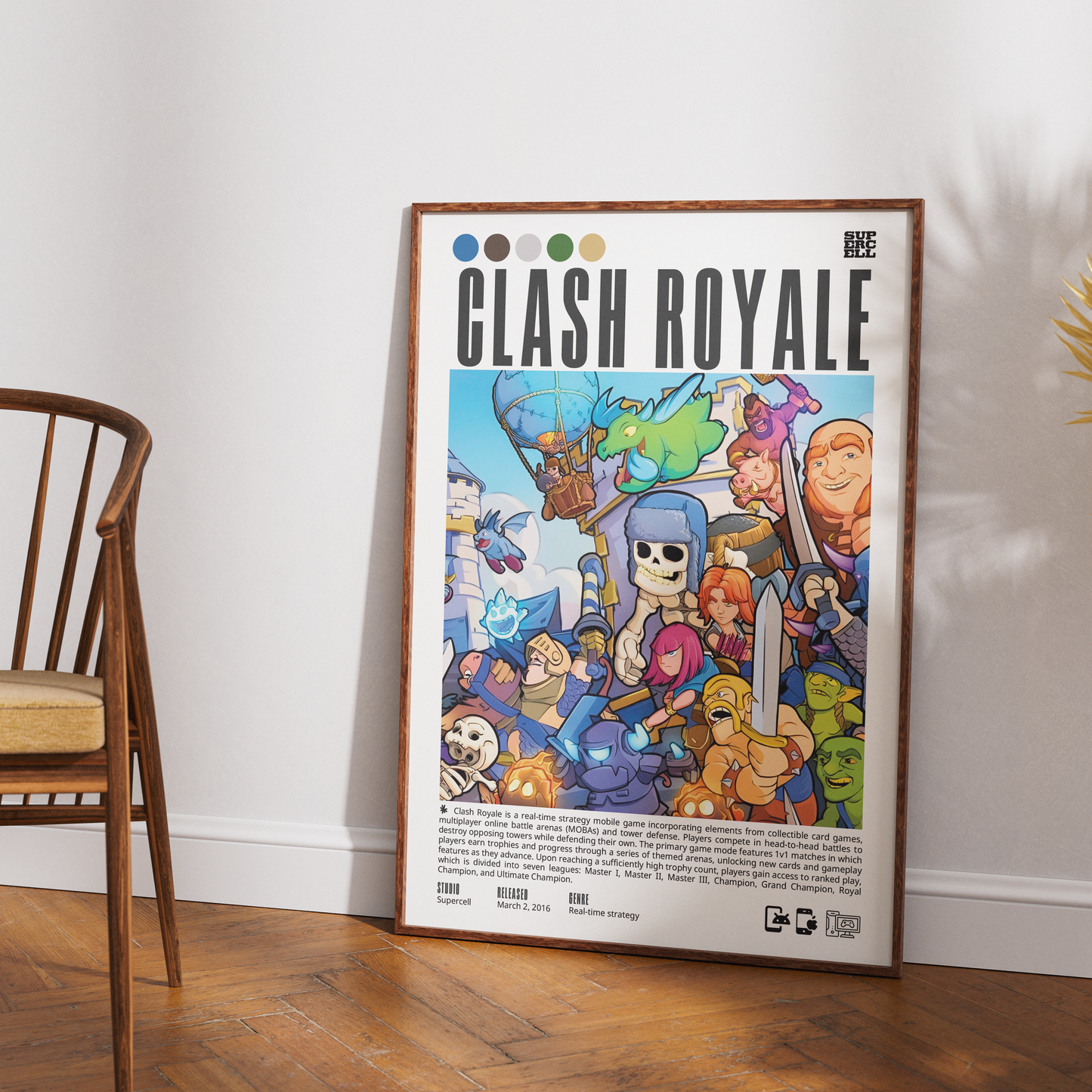 Clash Royale 2016 video game poster — Supercell tower defence card battle wall art print UK