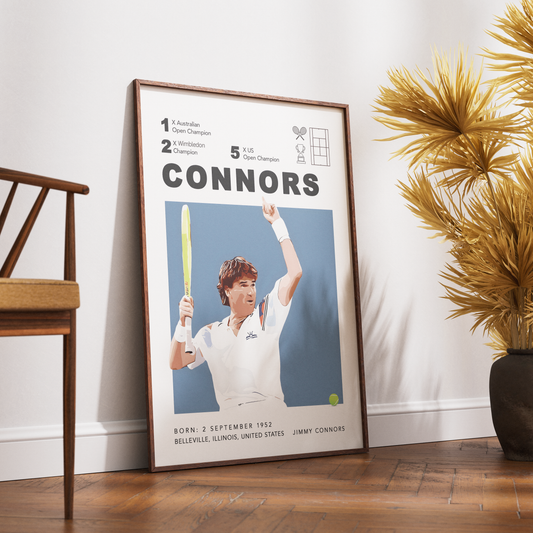 Jimmy Connors tennis Grand Slam legend poster wall art print UK