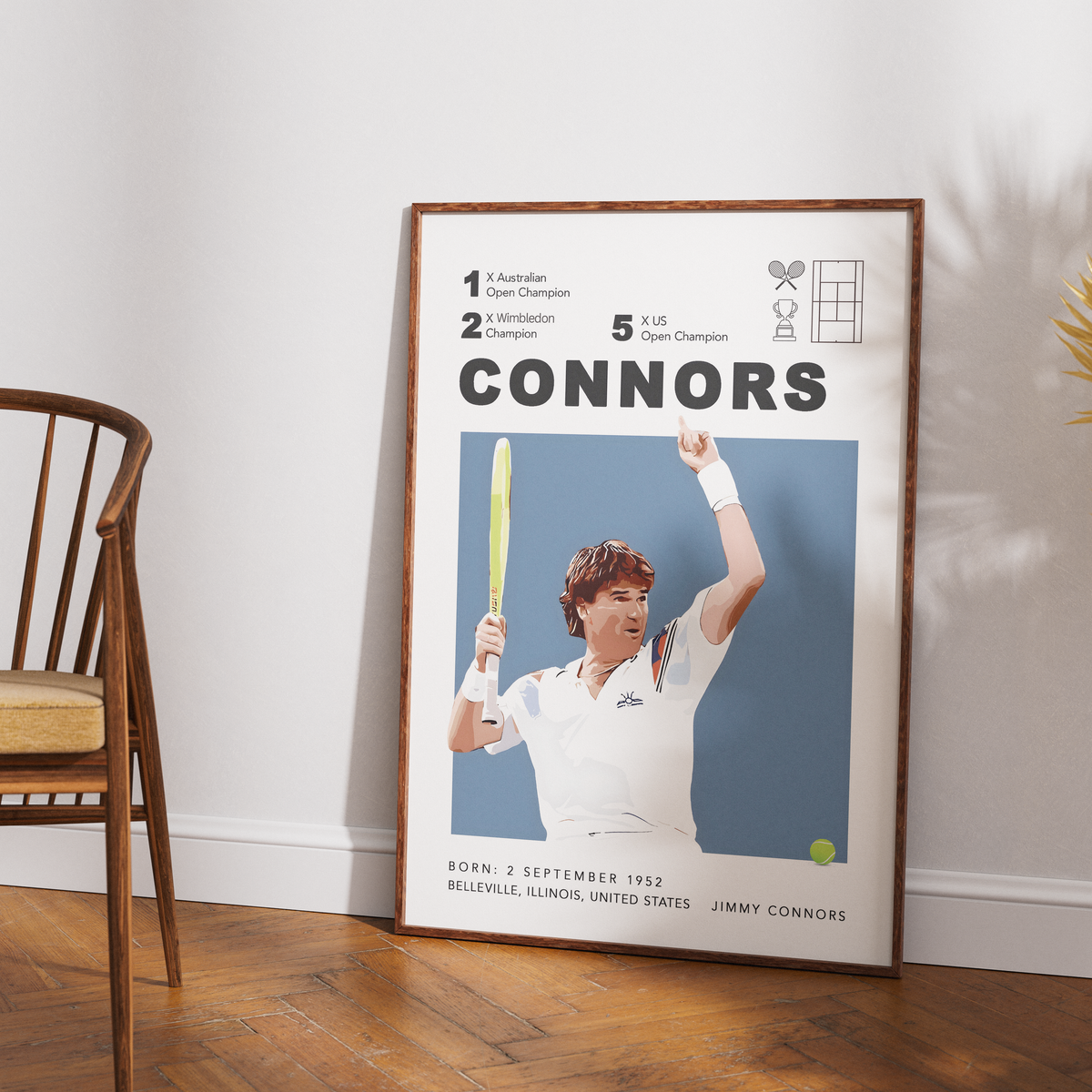 Jimmy Connors tennis Grand Slam legend poster wall art print UK