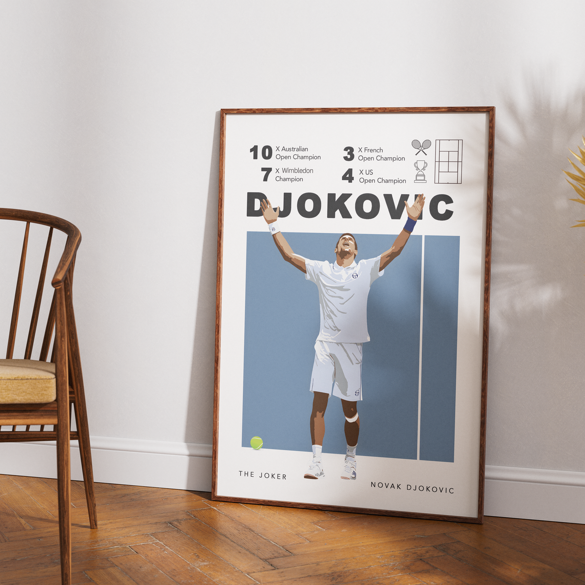 Novak Djokovic tennis Grand Slam poster wall art print UK
