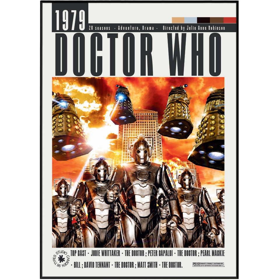 Doctor Who BBC TV series poster print UK โ The Doctor TARDIS Daleks Timelord sci-fi wall art 260gsm museum-grade printed in England Camden Market