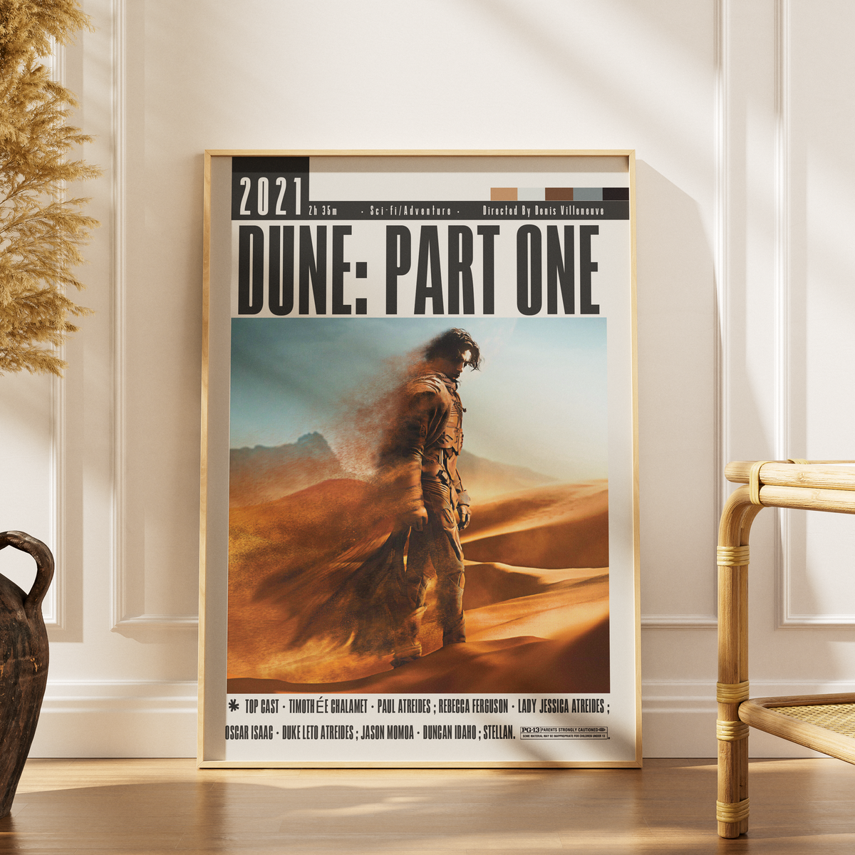 Dune Part One 2021 sci-fi film poster — Denis Villeneuve Paul Atreides Arrakis desert wall art print UK
