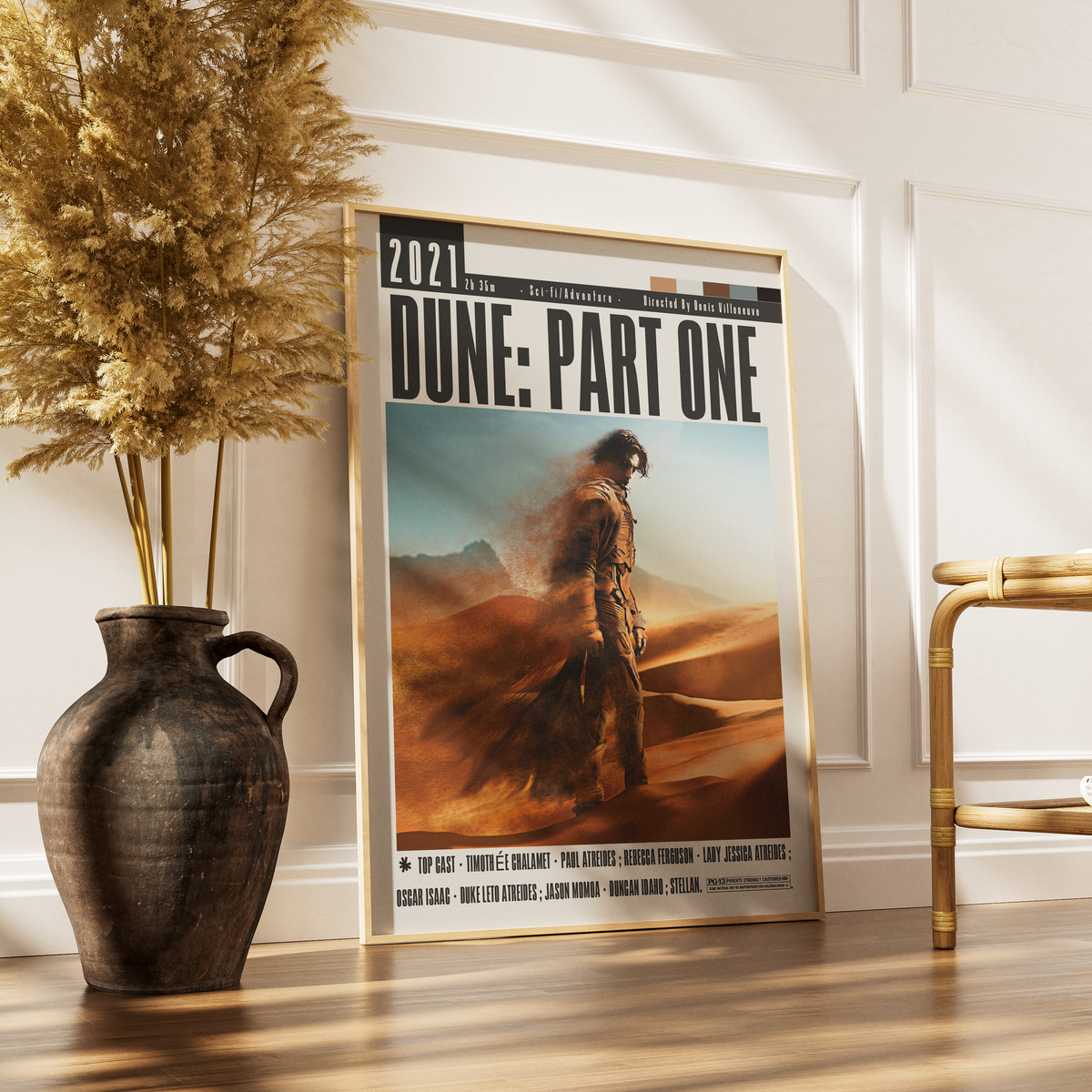 Dune Part One 2021 sci-fi film poster — Denis Villeneuve Paul Atreides Arrakis desert wall art print UK