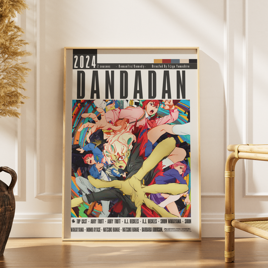 Dandadan 2024 anime poster UK. Minimalist Okarun Momo supernatural comedy wall art print. Science SARU fan gift. Multiple sizes. Fast UK delivery. Buy 3 get 1 FREE.