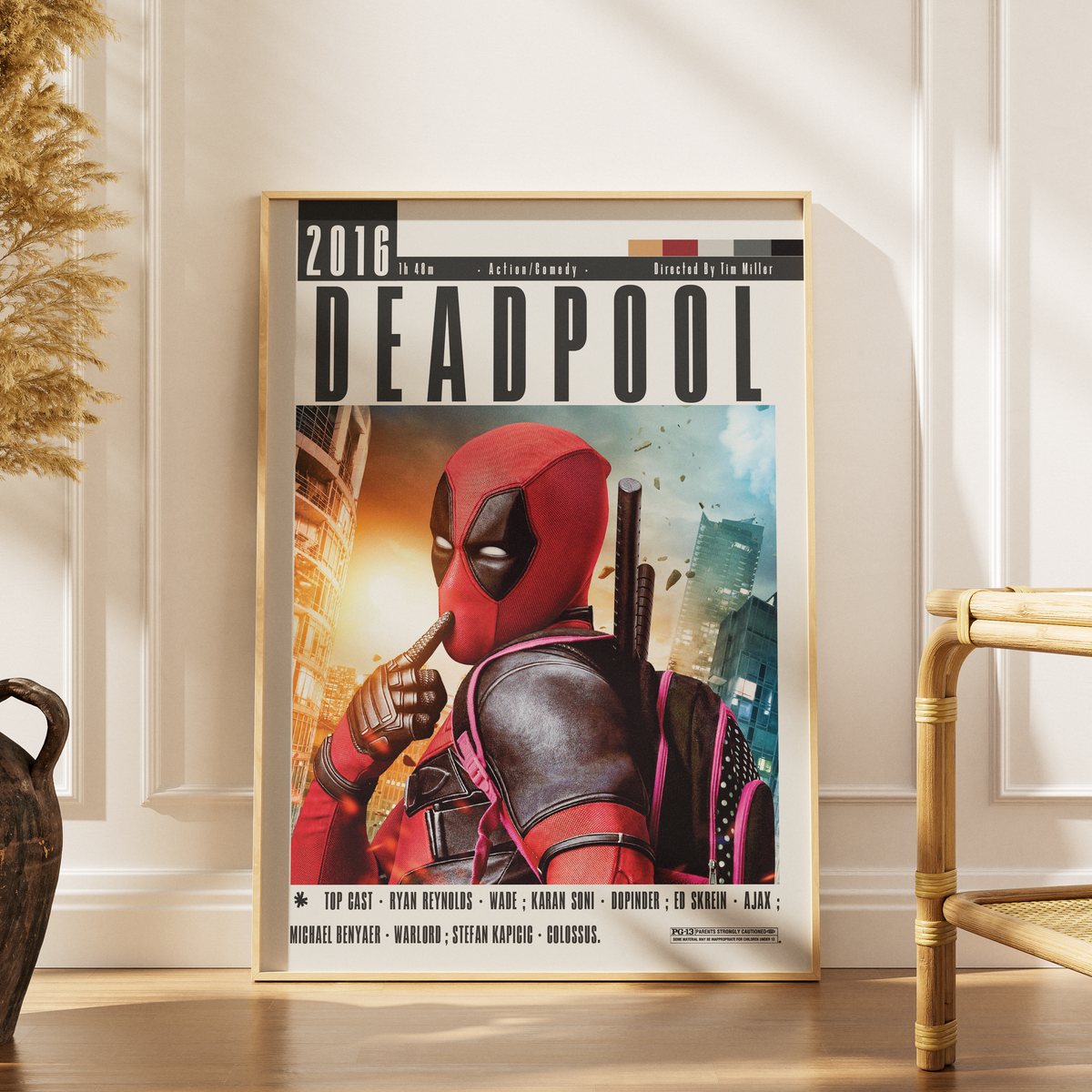 Deadpool 2016 comedy film poster — Ryan Reynolds Wade Wilson Marvel anti-hero wall art print UK