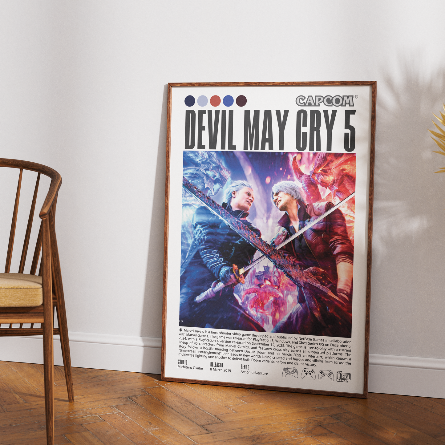 Devil May Cry 5 2019 game poster — Capcom Dante Nero Vergil stylish action wall art print UK