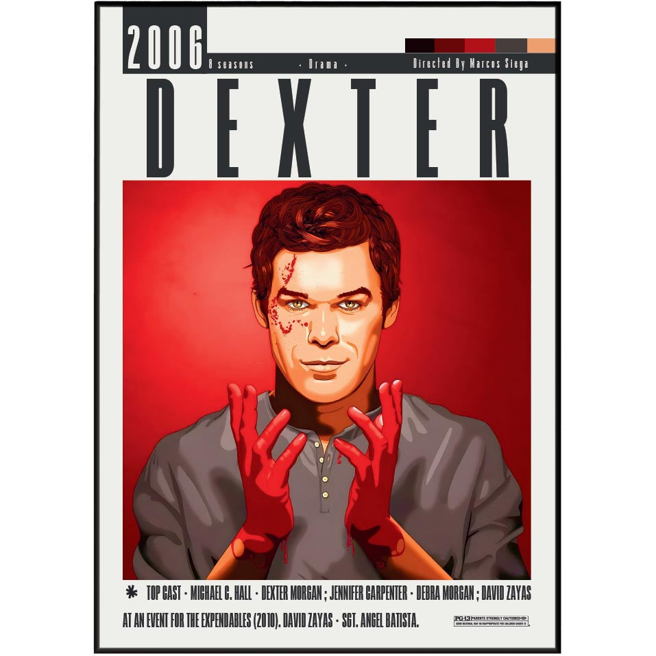 Dexter 2006-2013 TV show poster — minimalist Showtime wall art print UK