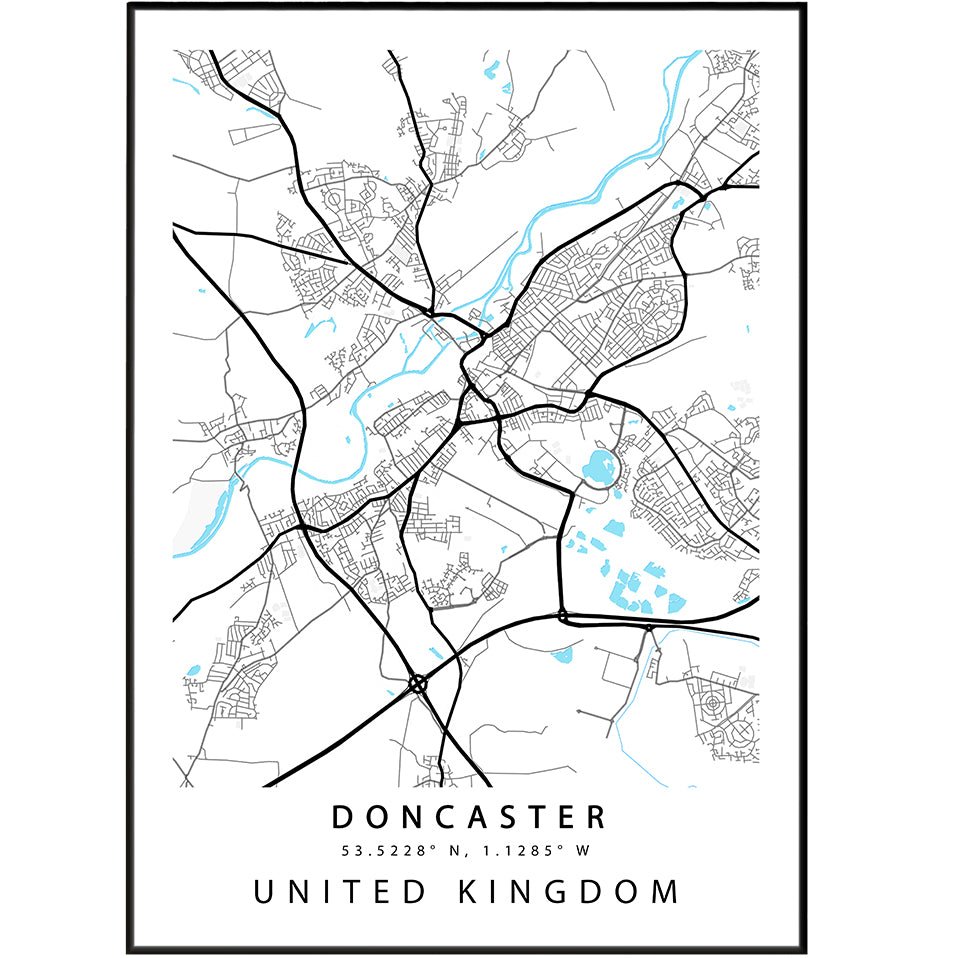 Doncaster South Yorkshire street map print — town map wall art poster UK
- 98types