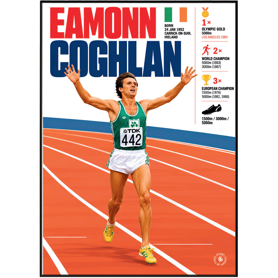 Eamonn Coghlan athletics poster wall art print by 98types