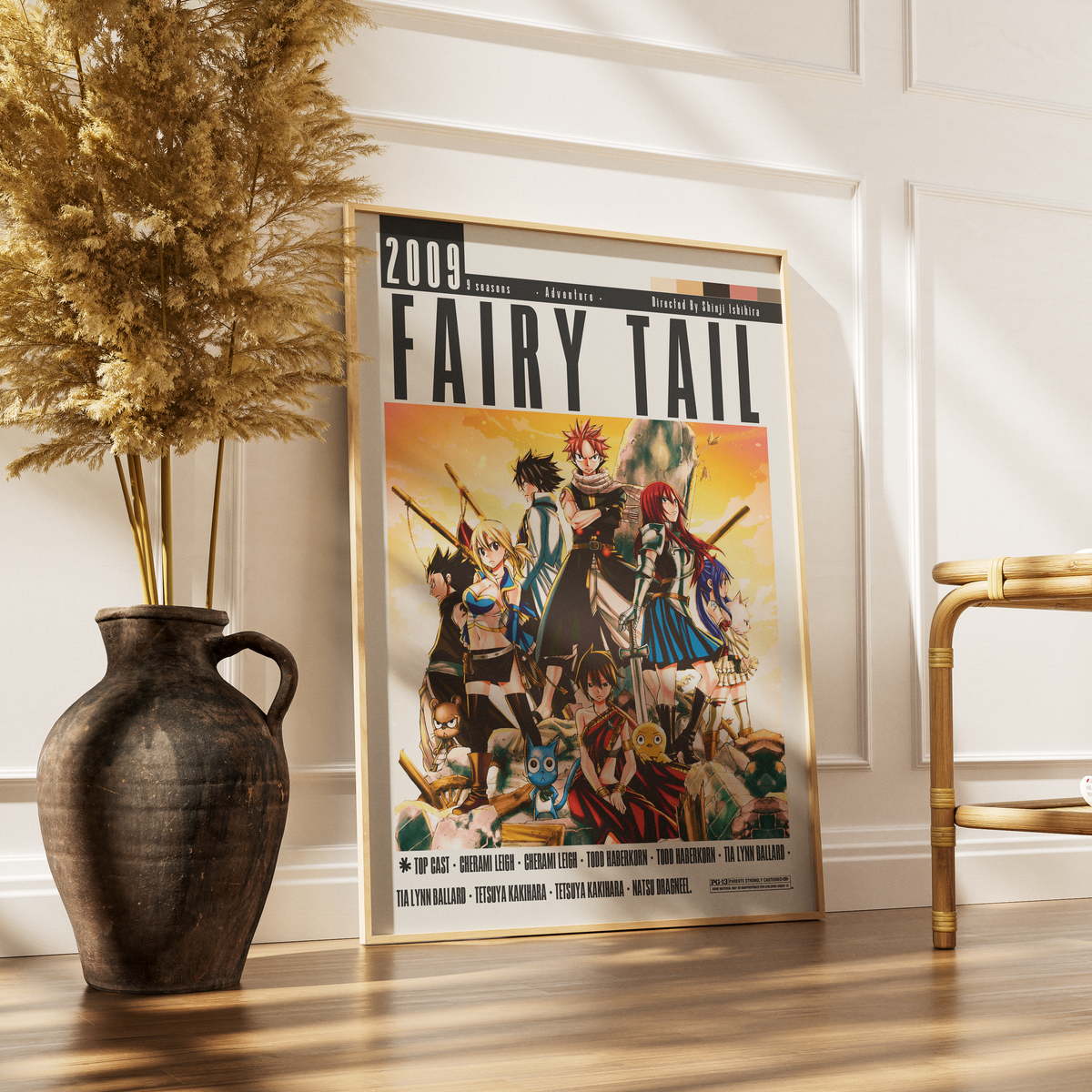 Fairy Tail 2009 anime poster — Natsu Lucy Erza guild magic wall art print UK