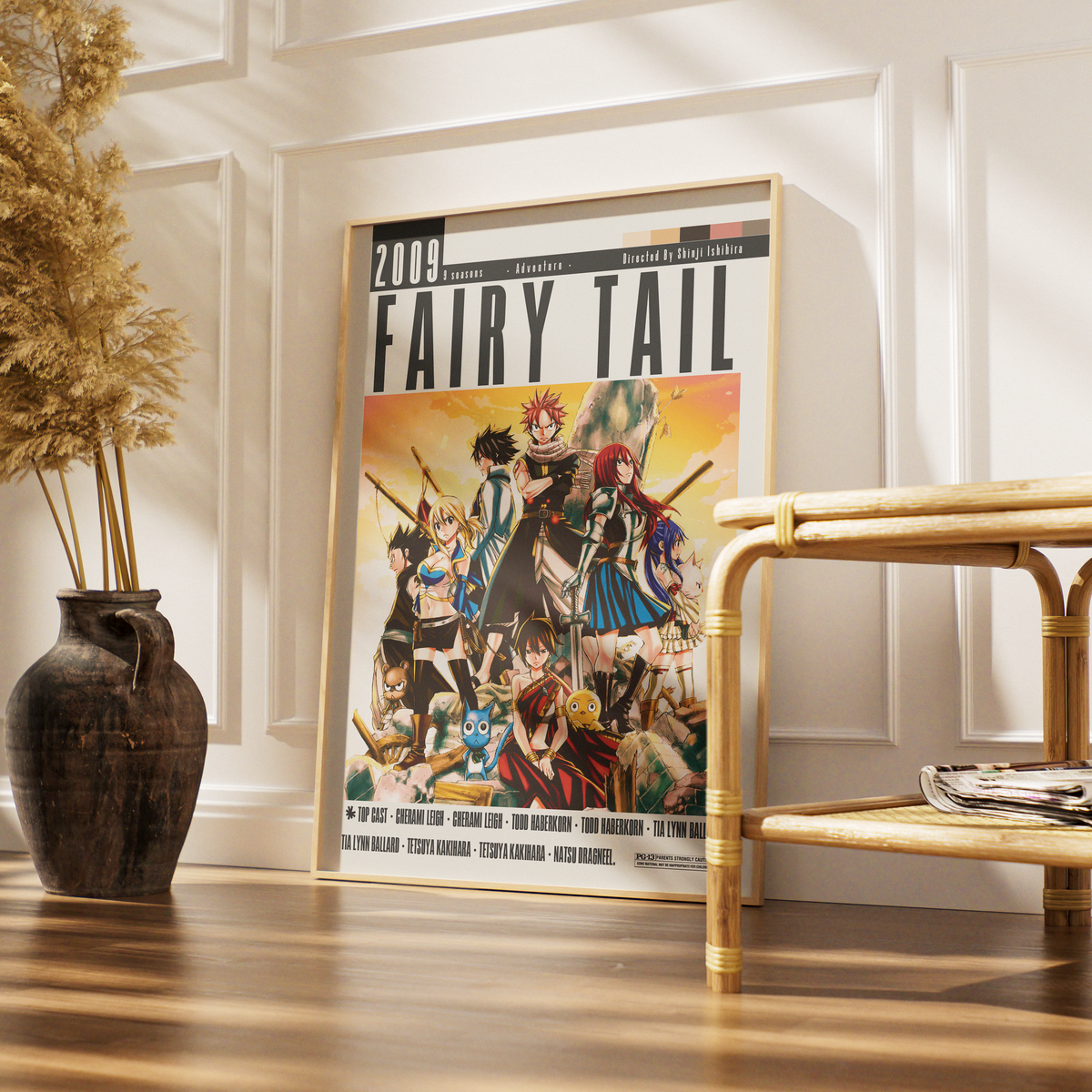 Fairy Tail 2009 anime poster — Natsu Lucy Erza guild magic wall art print UK
