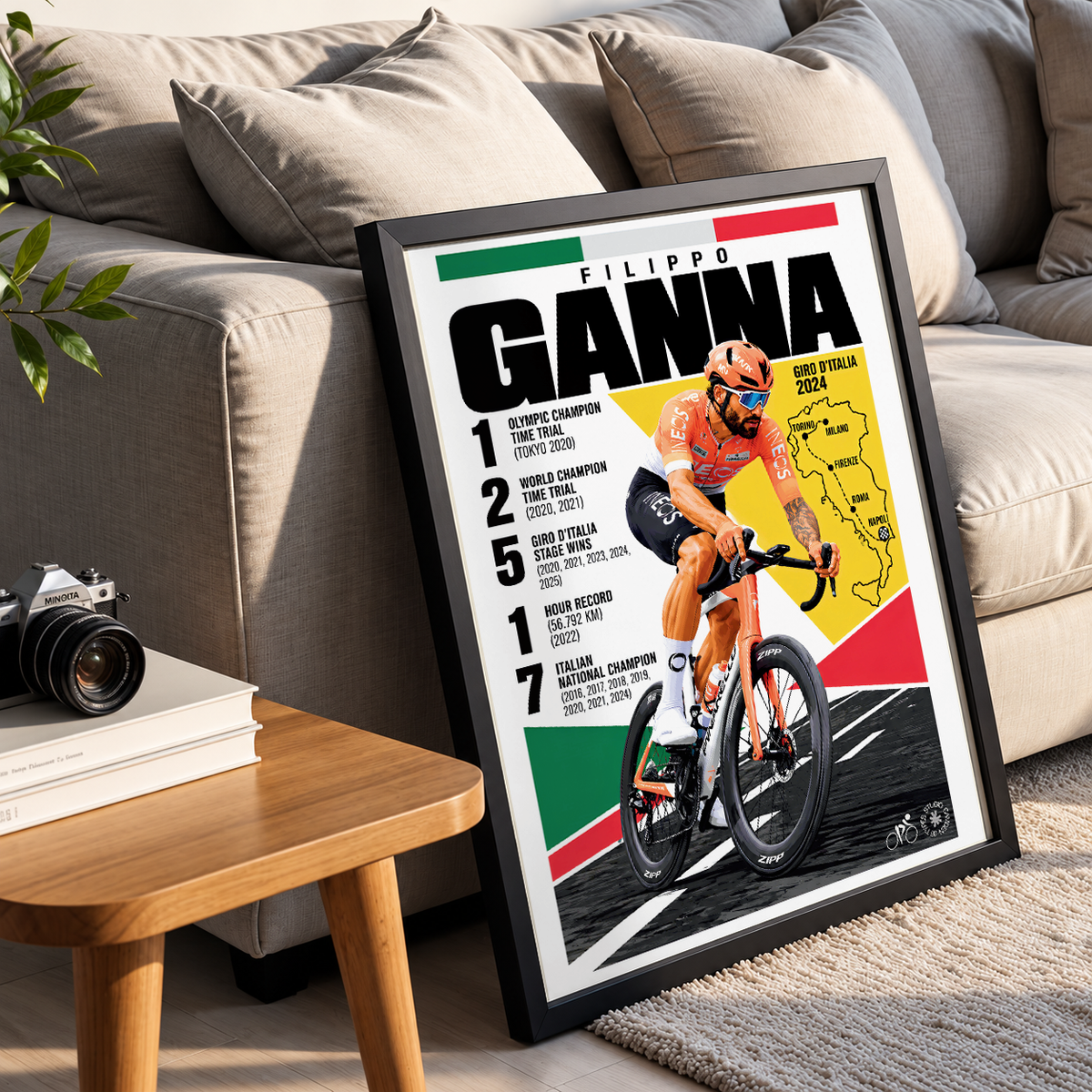 Filippo Ganna Poster | Italian Cycling Wall Art Print