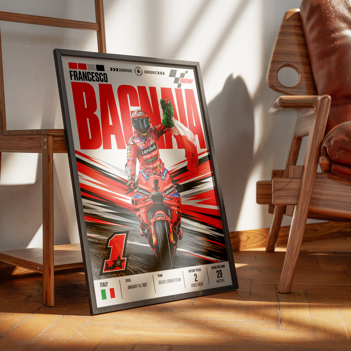 Pecco Bagnaia Ducati MotoGP world champion poster by 98types