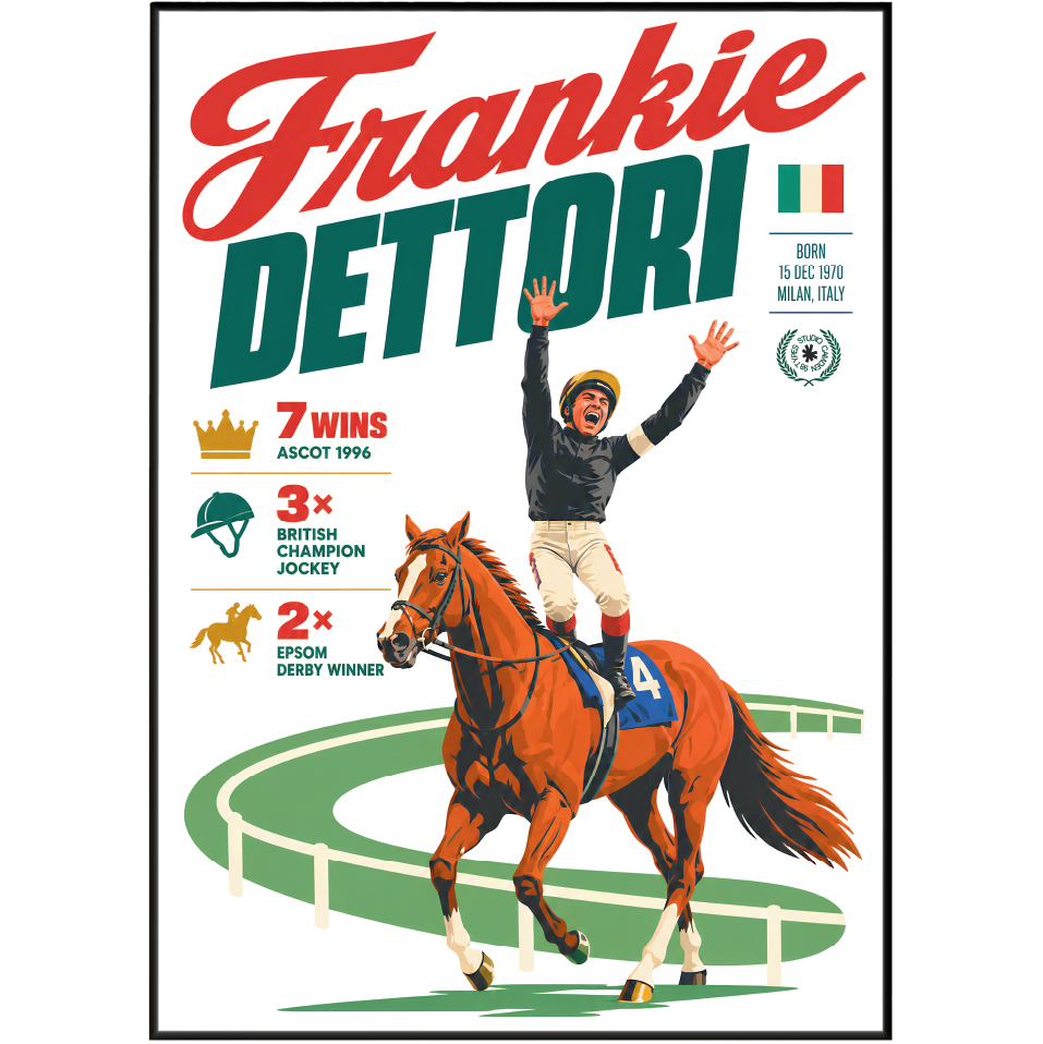 Frankie Dettori horse racing poster wall art print by 98types