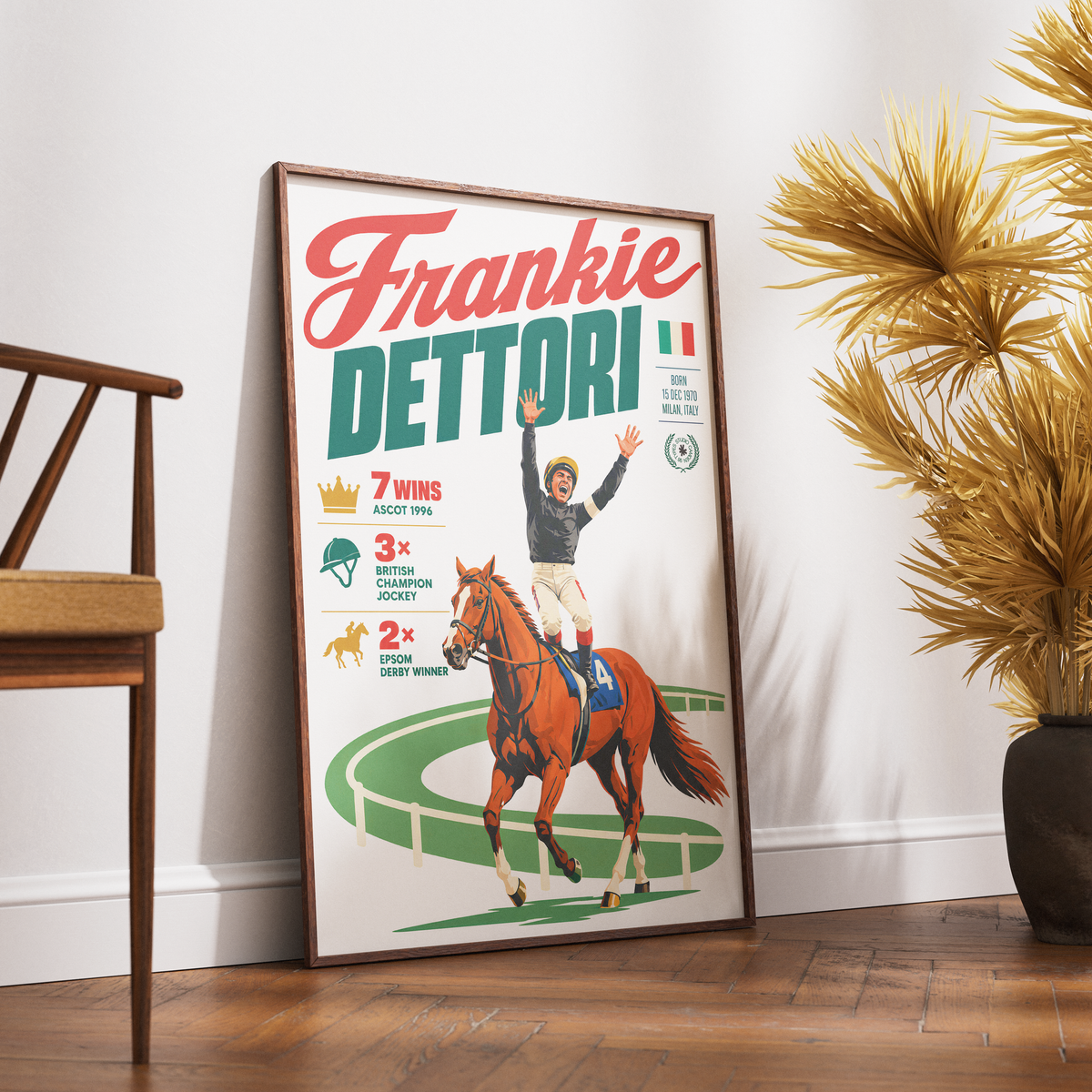 Frankie Dettori horse racing poster wall art print by 98types