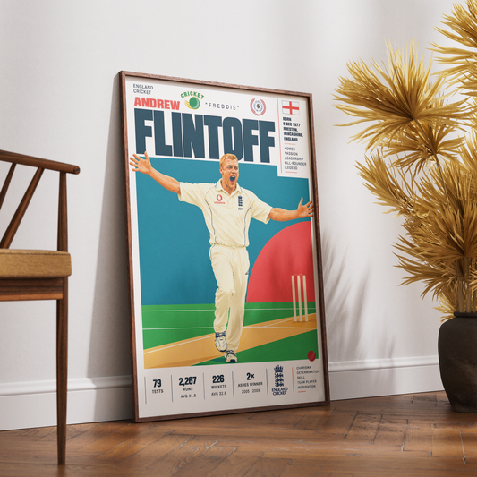 Andrew Flintoff cricket poster wall art print by 98types