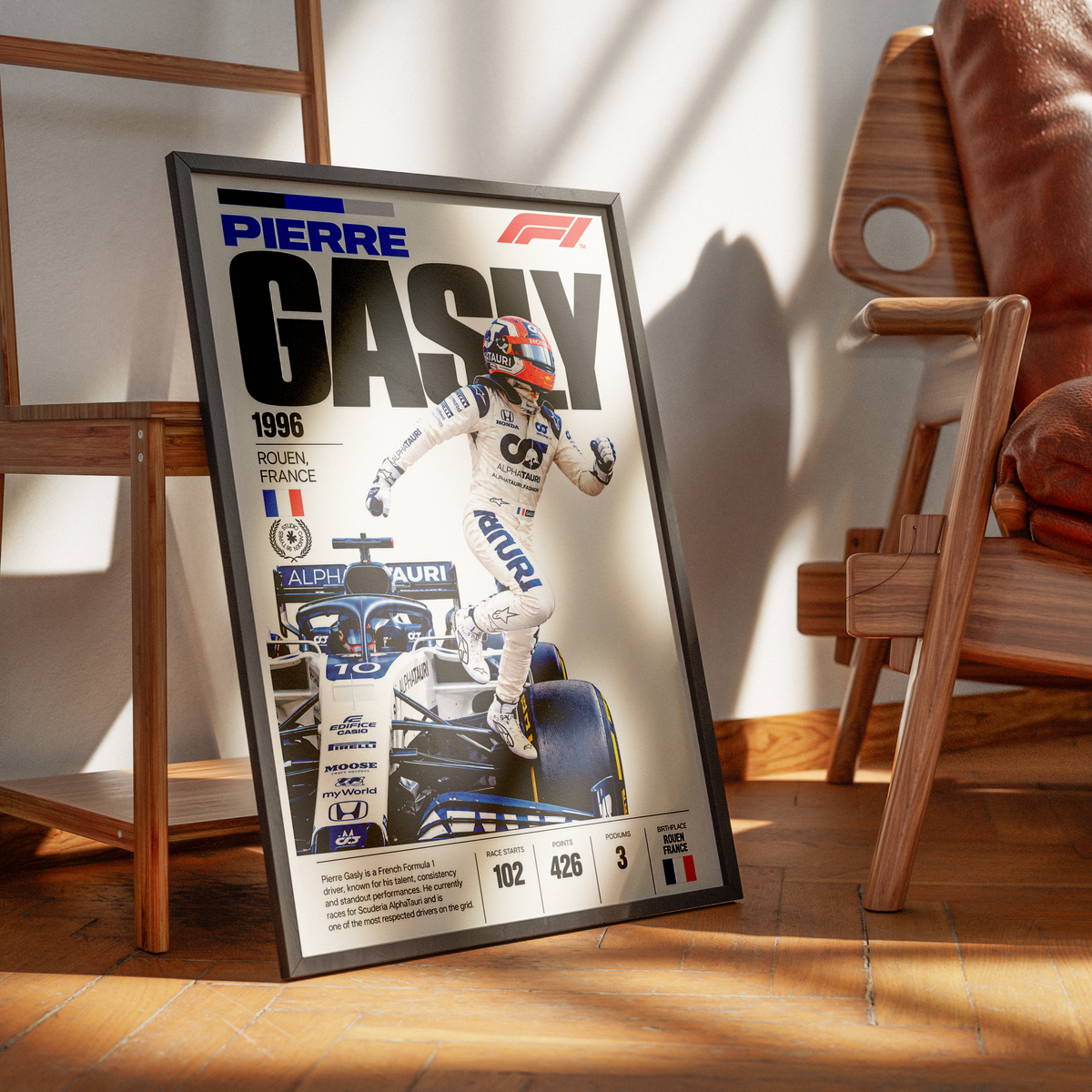 Pierre Gasly French Formula 1 driver poster – F1 wall art by 98types