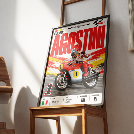 Giacomo Agostini MV Agusta 15x world champion motorcycle poster