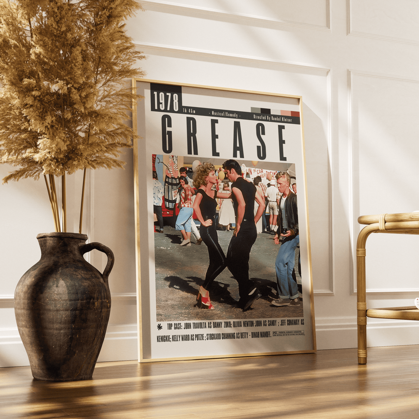 Grease 1978 musical film poster — Sandy Danny John Travolta Olivia Newton-John wall art print UK