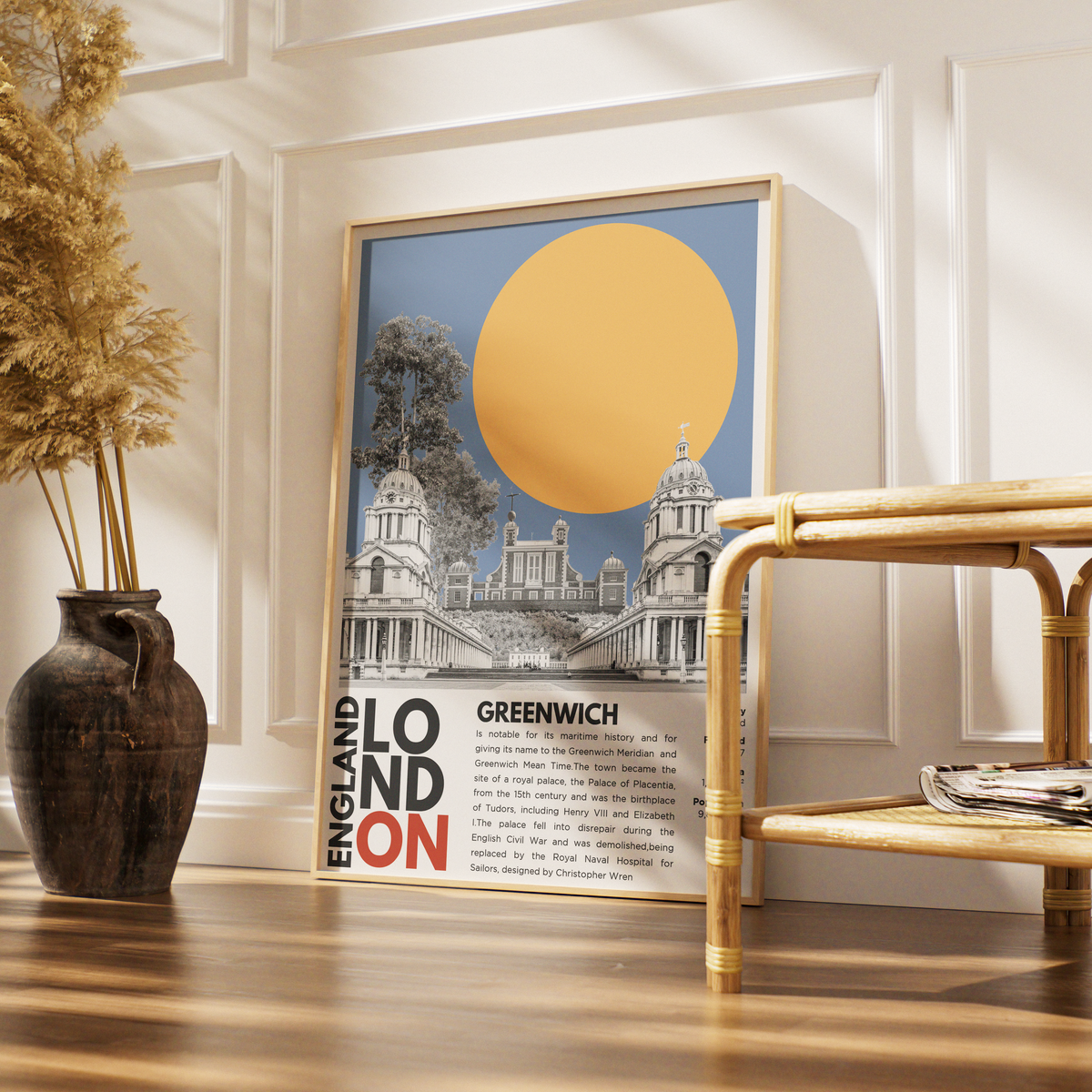 Greenwich illustration poster — Royal Observatory Meridian Line maritime heritage London wall art print UK