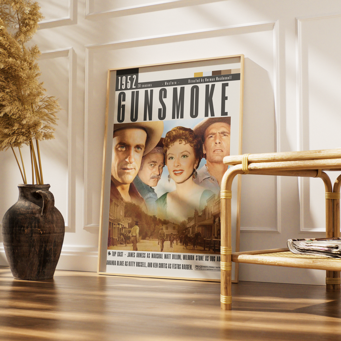 Gunsmoke 1952 classic western TV show poster — Matt Dillon minimalist wall art print UK
