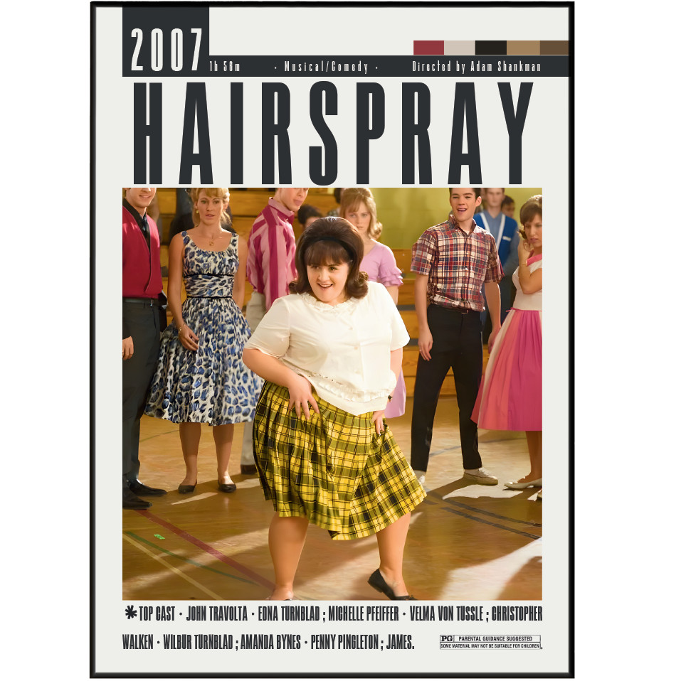 Hairspray 2007 musical film poster — Tracy Turnblad Nikki Blonsky John Travolta Baltimore dancing wall art print UK