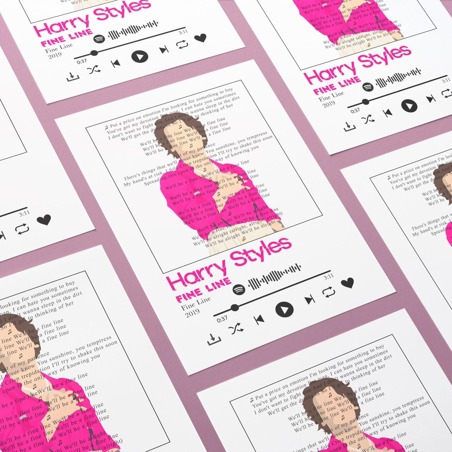 Harry Styles Fine Line song lyrics art print poster UK