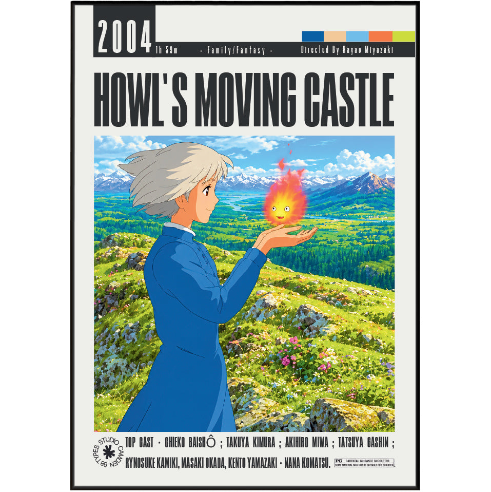 Howl's Moving Castle (2004) Film Poster UK | Studio Ghibli Anime Wall Art Print