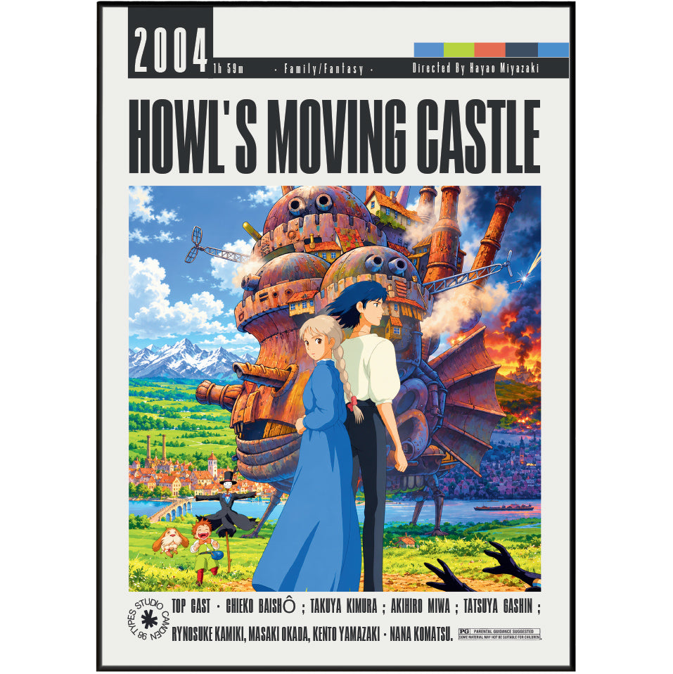 Howl's Moving Castle (2004) Film Poster UK | Studio Ghibli Anime Wall Art Print