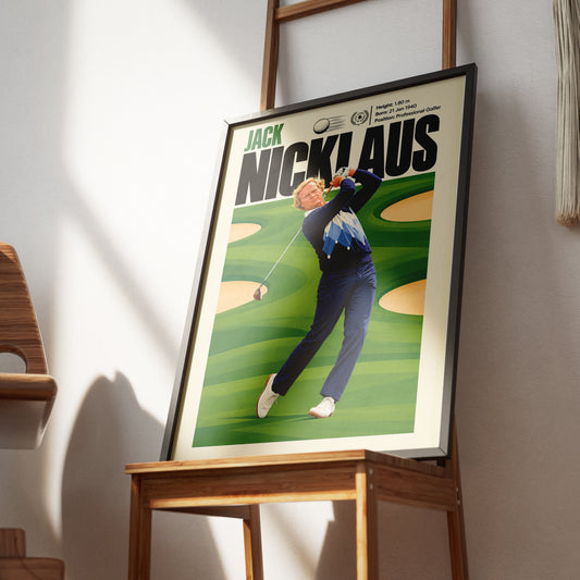 Jack Nicklaus poster, American golf wall art print in a study - 98types